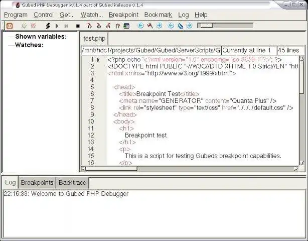 הורד כלי אינטרנט או אפליקציית אינטרנט Gubed PHP Debugger