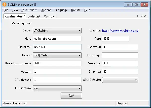 Download web tool or web app GUI MINER SCRYPT to run in Windows online over Linux online