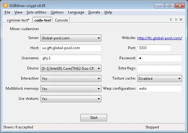 Download web tool or web app GUI MINER SCRYPT to run in Windows online over Linux online