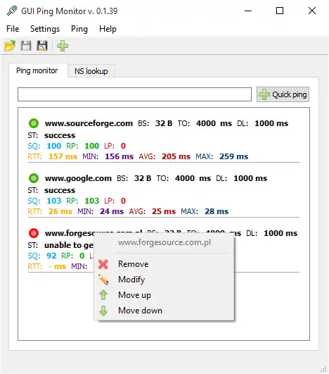 Загрузите веб-инструмент или веб-приложение GUI Ping Monitor