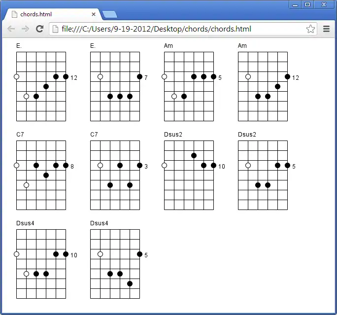 Web aracını veya web uygulamasını indirin Guitar Chord Diagram Maker