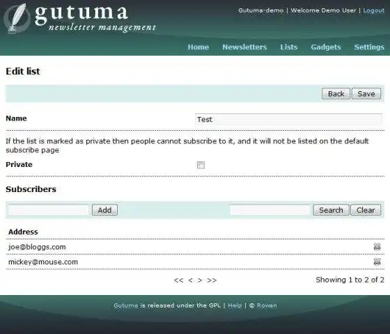 Download web tool or web app Gutuma Newsletter Management