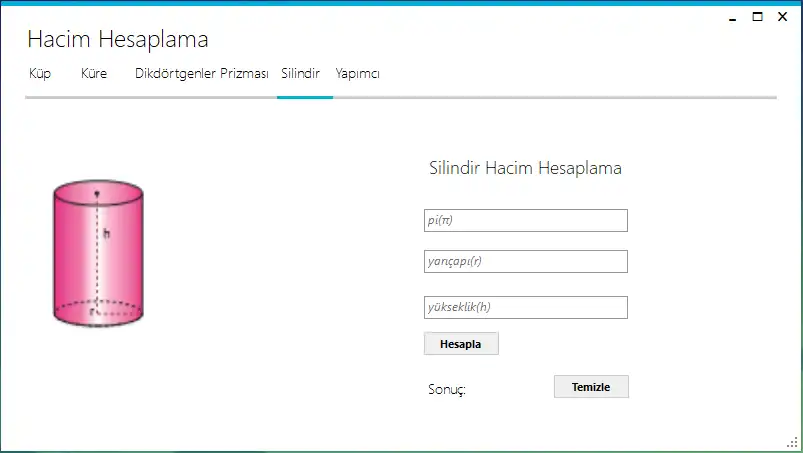 Download web tool or web app Hacim Hesaplama