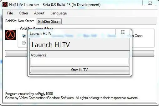 Pobierz narzędzie internetowe lub aplikację internetową Half Life Launcher, aby działać w systemie Windows online za pośrednictwem systemu Linux online