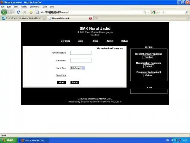 Download web tool or web app Hamda Radius Manager