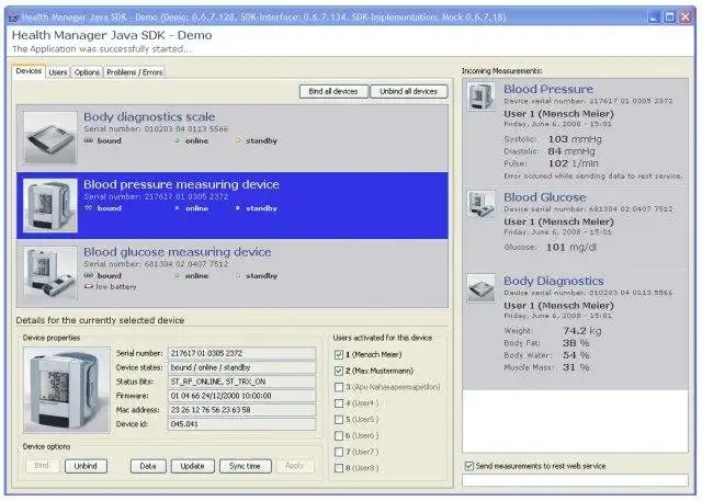 Descargue la herramienta web o la aplicación web Health Manager Java SDK