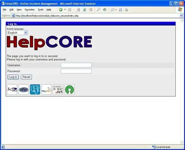 Загрузить веб-инструмент или веб-приложение HelpCORE