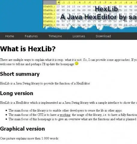 Загрузите веб-инструмент или веб-приложение HexLib GUI - Java Hex-Editor -Hex-Viewer