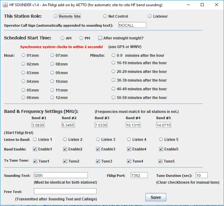 Scarica lo strumento web o l'app web HF-Sounder Versione 1.4 (Beta)