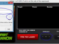 Descargue la herramienta web o la aplicación web Hight Orbit Ion Cannon v2