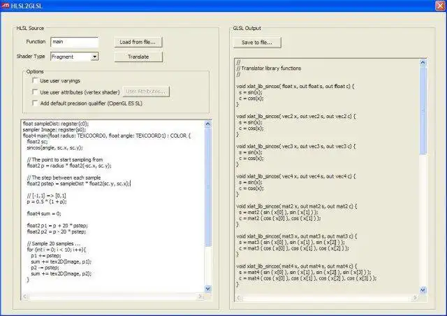 Mag-download ng web tool o web app HLSL2GLSL