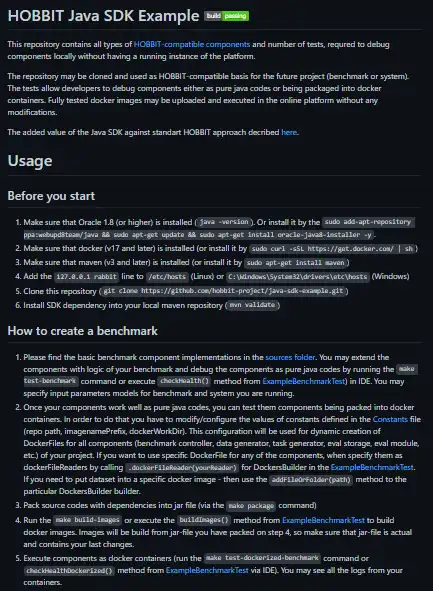 Download web tool or web app HOBBIT Java SDK Example