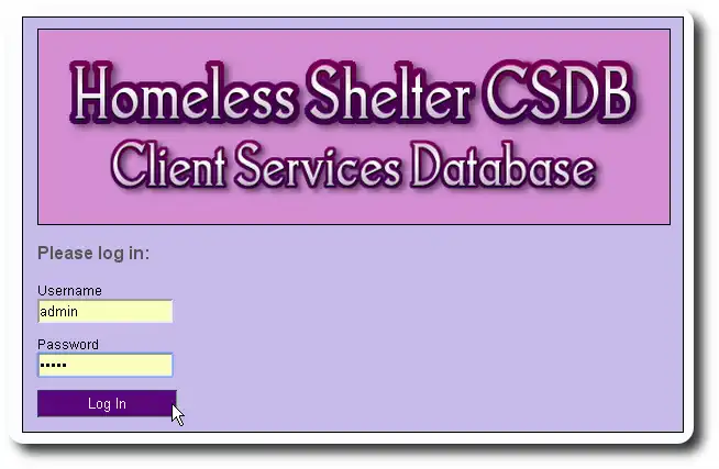 Download web tool or web app Homeless Shelter CSDB