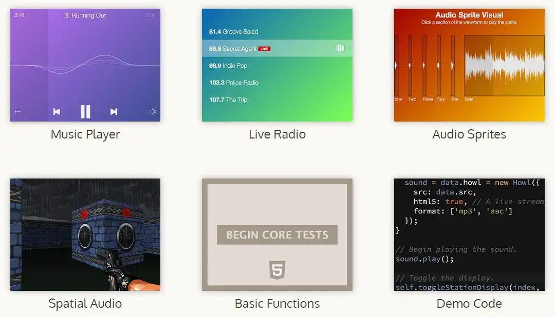 Download web tool or web app howler.js