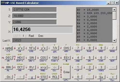 Pobierz narzędzie internetowe lub aplikację internetową Kalkulator oparty na HP-15C