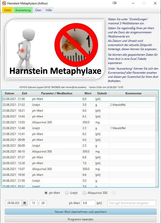 Download web tool or web app HSMON Harnstein/Nierenstein Metaphylaxe 