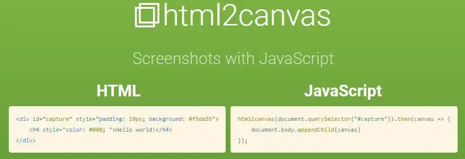 Download web tool or web app html2canvas