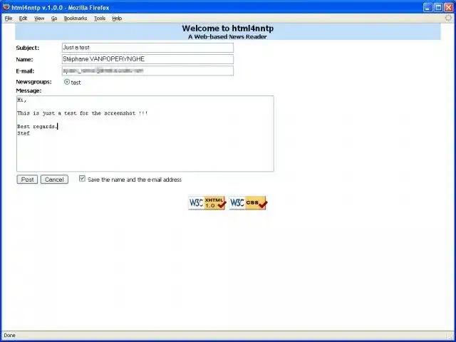 Download web tool or web app Html4Nntp