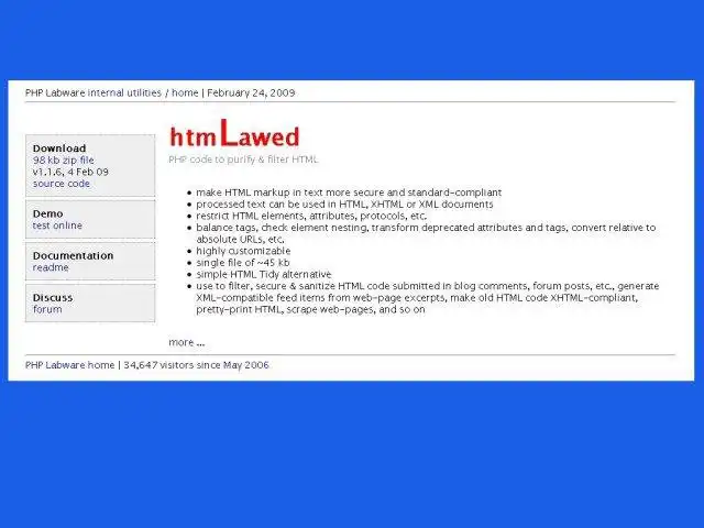 Descargue la herramienta web o la aplicación web htmLawed