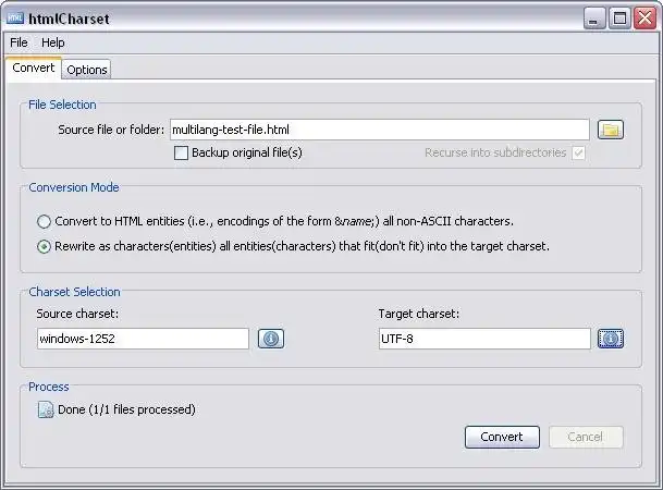 Download web tool or web app htmlCharset