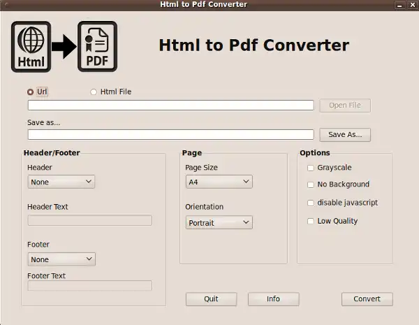 Загрузите веб-инструмент или веб-приложение Html to Pdf Converter