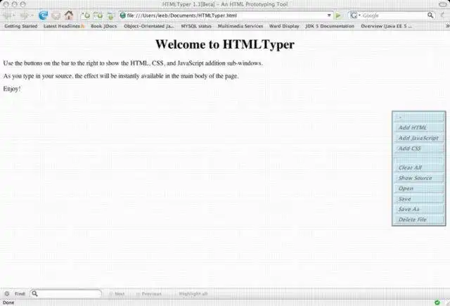 הורד כלי אינטרנט או אפליקציית אינטרנט HTMLTyper