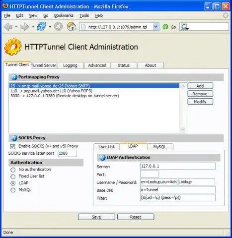 Загрузите веб-инструмент или веб-приложение HTTPTunnel