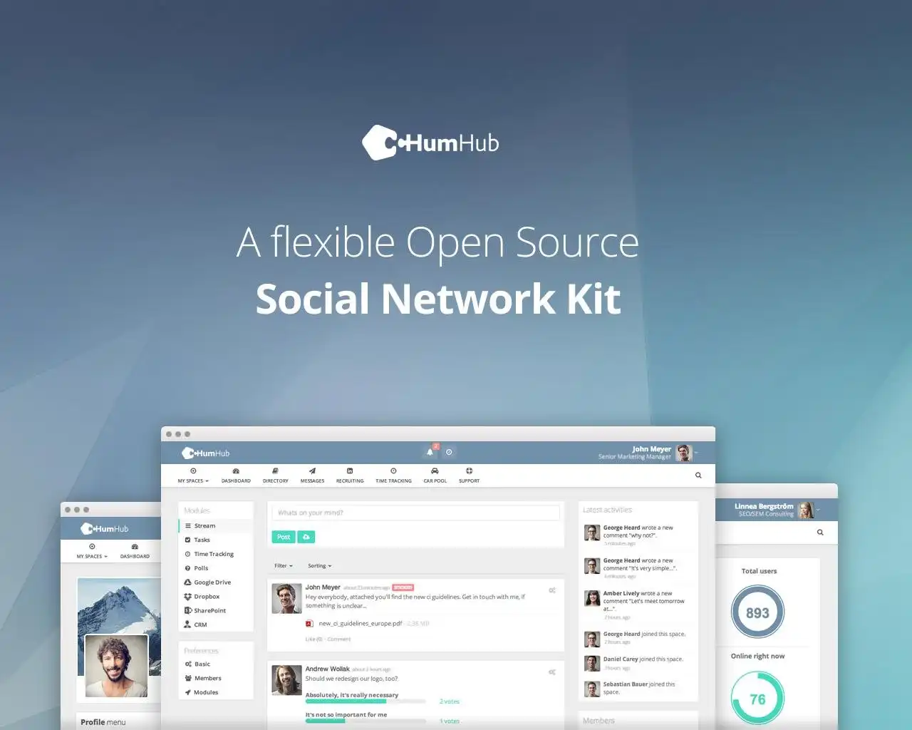 Descargue la herramienta web o la aplicación web HumHub - Social Network Kit