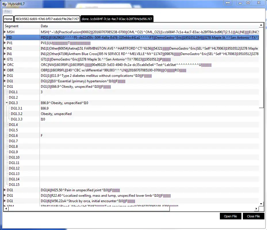 Descărcați instrumentul web sau aplicația web HybridHL7 (HL7 File Viewer)