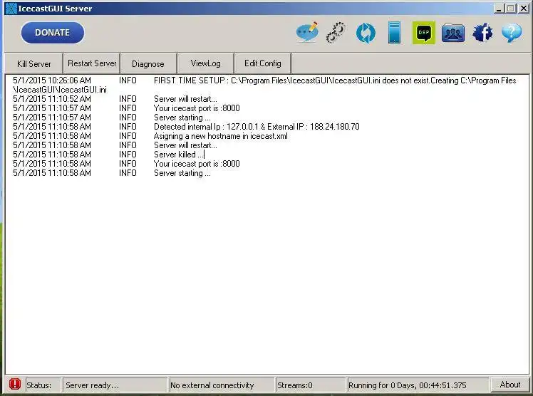 Unduh alat web atau aplikasi web Icecast Server 2.0 GUI