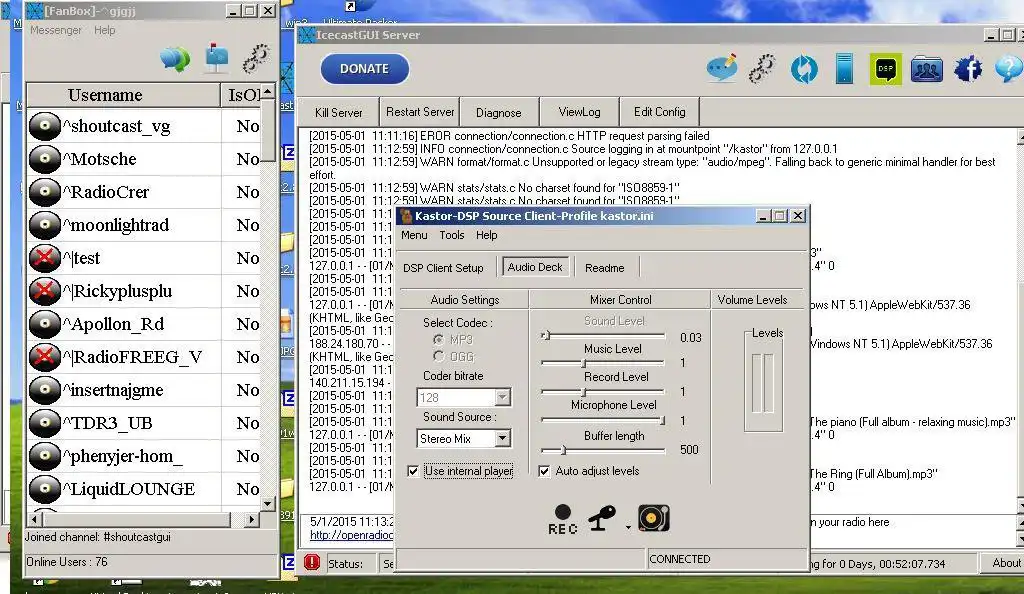 قم بتنزيل أداة الويب أو تطبيق الويب Icecast Server 2.0 GUI