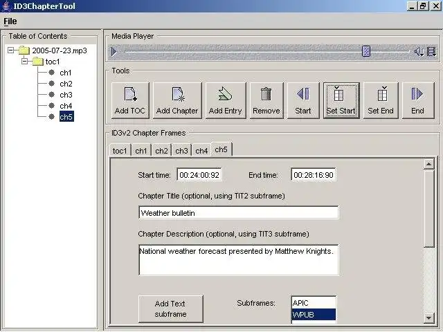 Download webtool of webapp ID3v2 Chapter Tool