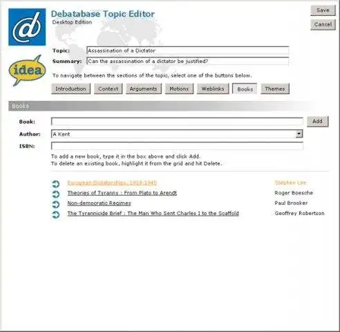 Download web tool or web app IDEA Debatabase Desktop Edition