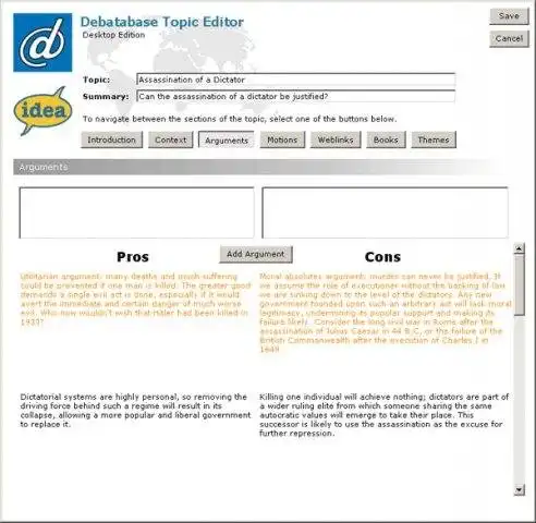 Download web tool or web app IDEA Debatabase Desktop Edition