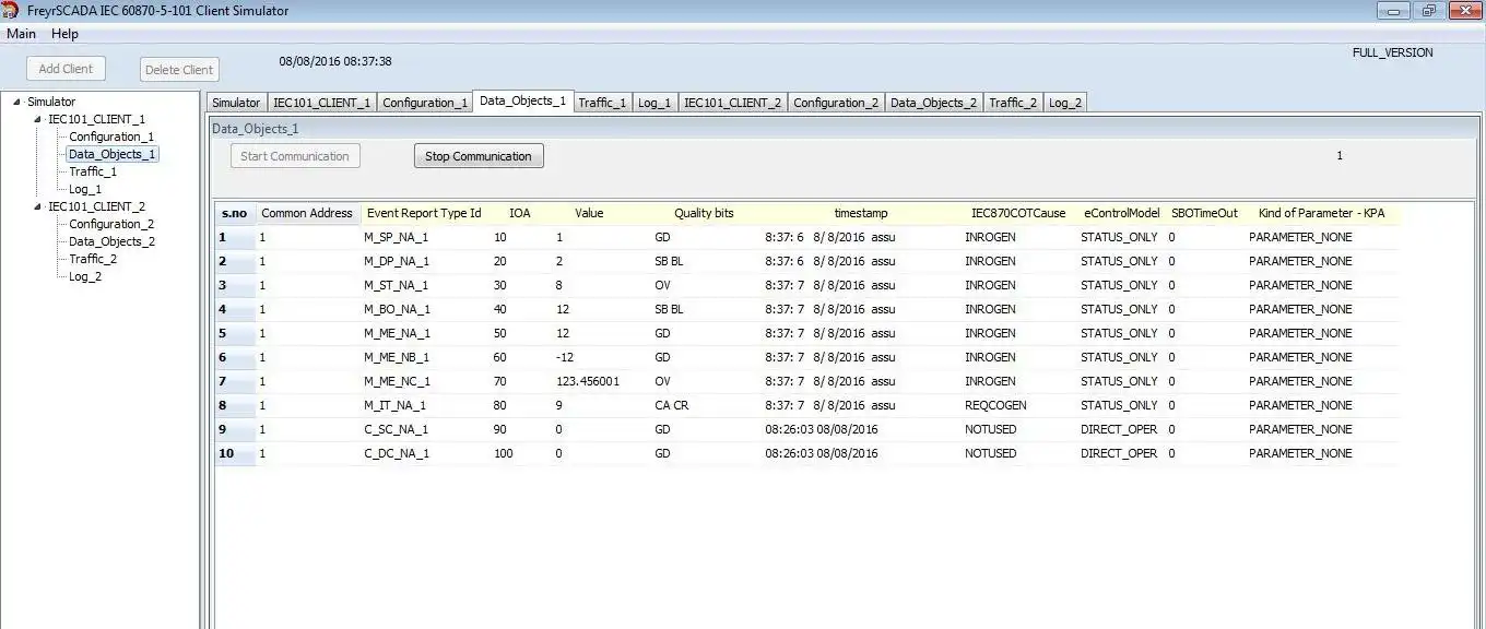 Télécharger l'outil Web ou l'application Web CEI 60870-5-101 Client Master Simulator