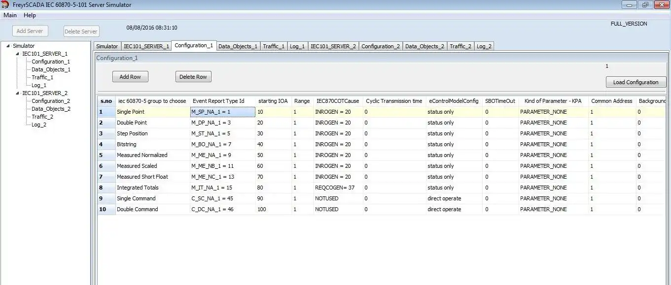 Baixe a ferramenta ou aplicativo da web IEC 60870-5-101 RTU Server Simulator