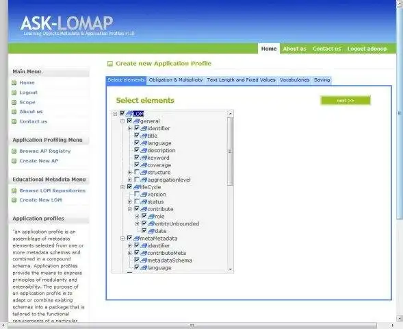 Download de webtool of webapp IEEE LOM Application Profiling Tool