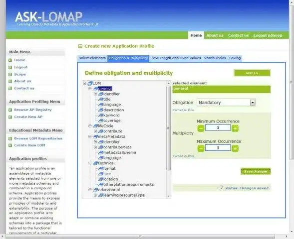 قم بتنزيل أداة الويب أو تطبيق الويب IEEE LOM Application Profiling Tool