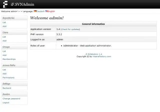 Scarica lo strumento web o l'app web iF.SVNAdmin