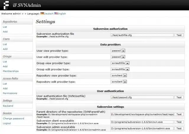 Mag-download ng web tool o web app na iF.SVNAdmin