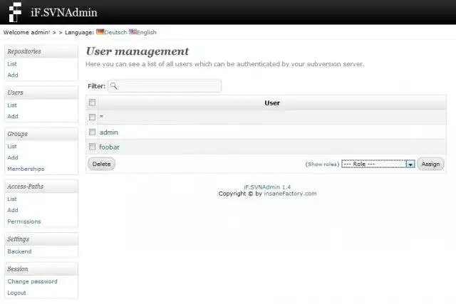 Scarica lo strumento web o l'app web iF.SVNAdmin