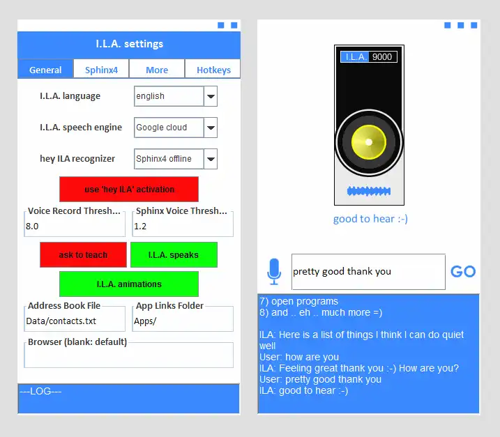 Download web tool or web app ILA - teachable voice assistant to run in Windows online over Linux online