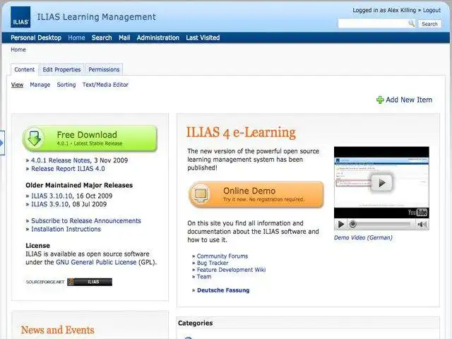 Web ツールまたは Web アプリ ILIAS LMS をダウンロード