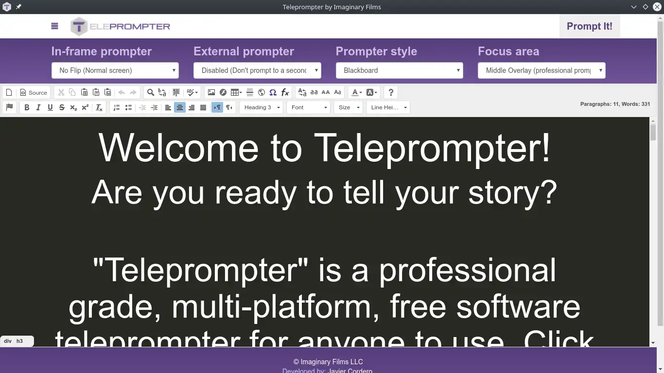 Unduh alat web atau aplikasi web Imaginary Teleprompter