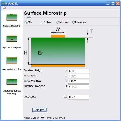 Download web tool or web app impedcalc