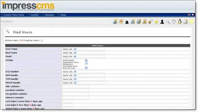 Загрузите веб-инструмент или веб-приложение ImpressCMS
