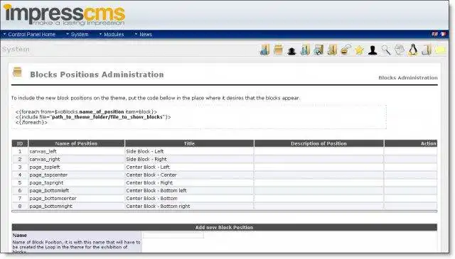 Web aracını veya web uygulamasını indirin ImpressCMS