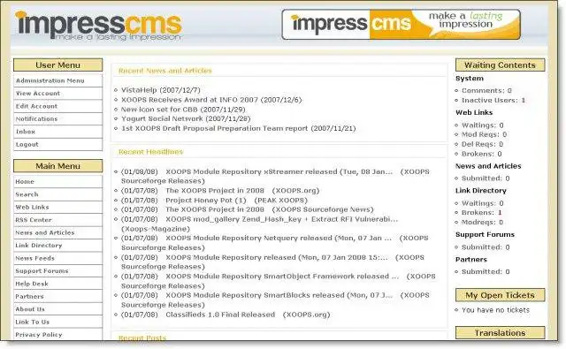 Завантажте веб-інструмент або веб-програму ImpressCMS