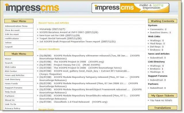 Web aracını veya web uygulamasını indirin ImpressCMS