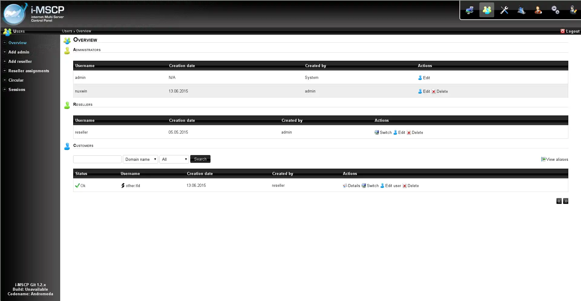 Download web tool or web app iMSCP -  Multi-Server Control Panel